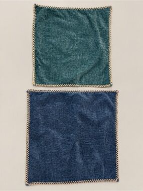 MIULEE Chenille Throw Pillow Covers Set of 4 Blue Teal 18x18 & 16x16